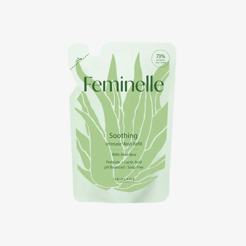 Zklidňující mycí gel pro intimní hygienu s aloe vera Feminelle - náhradní náplň, 300ml