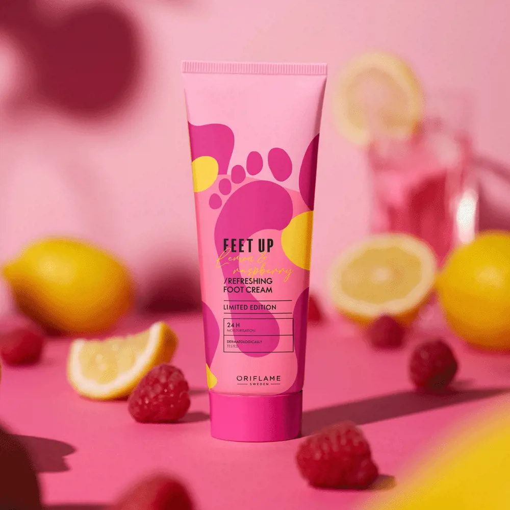 Osvěžující krém na nohy s citronem a malinami Feet Up, 75ml