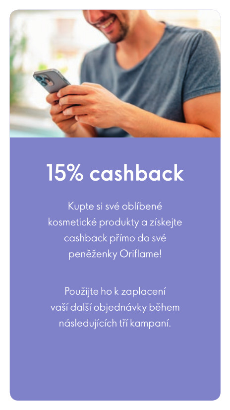 15% cashback z každé svoji objednávky